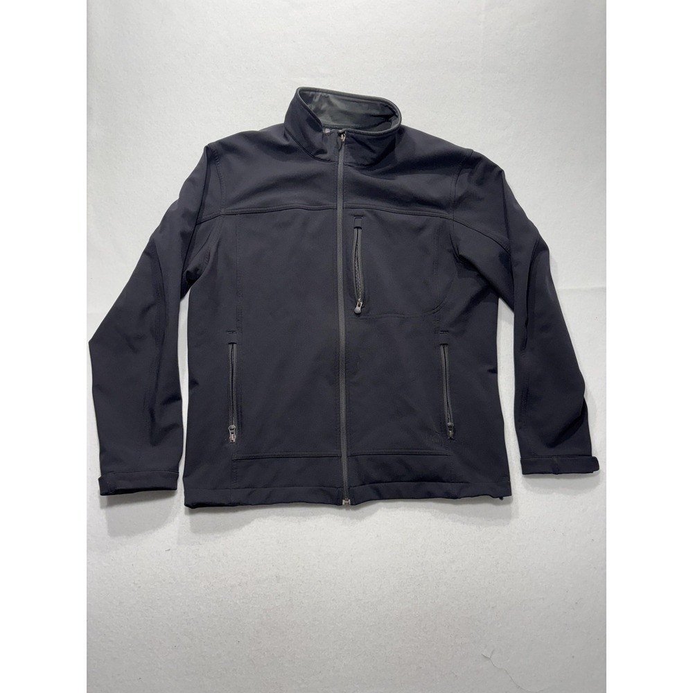 REI Softshell Jacket Mens Medium Black Full Zip Stand Collar Hiking Outdoor